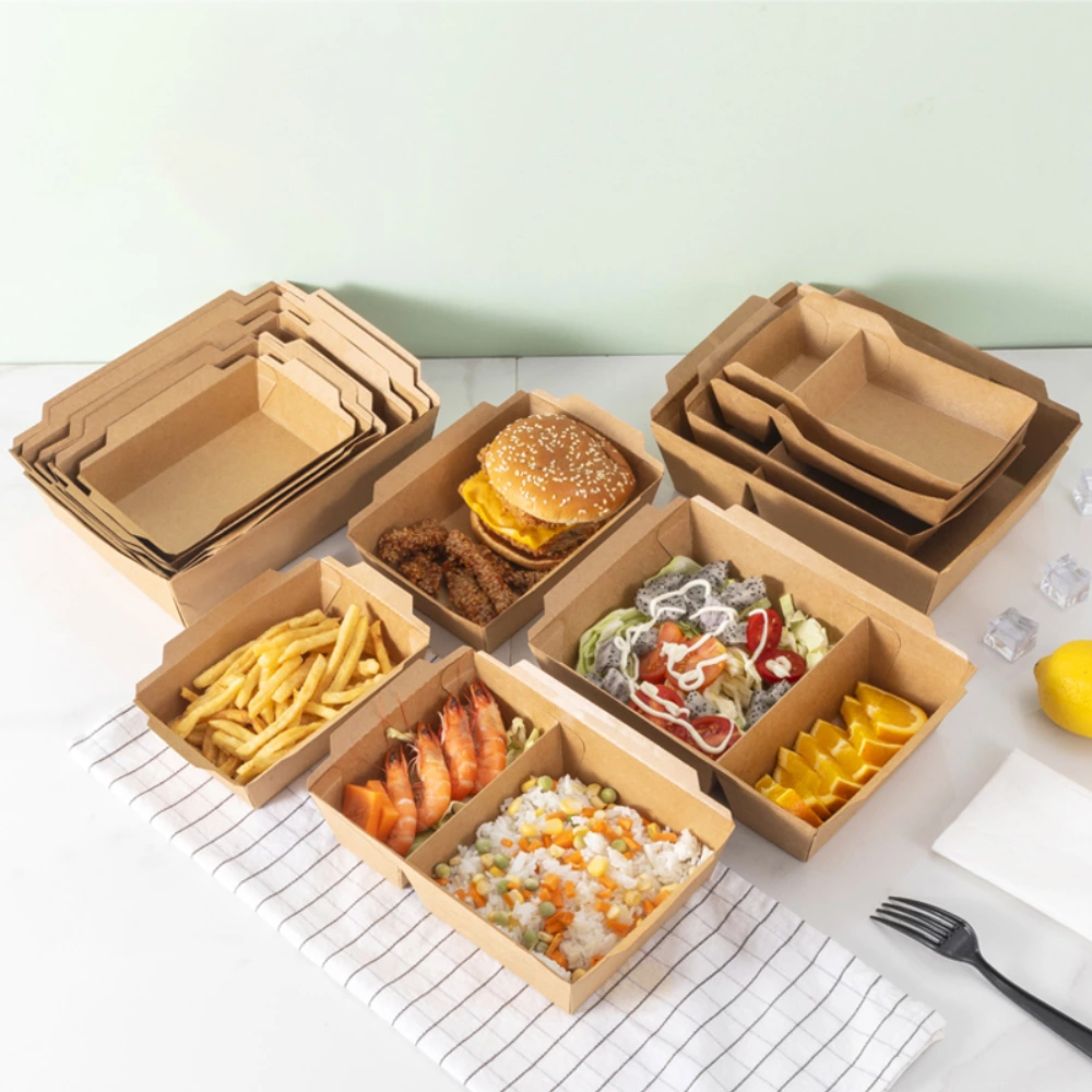 Environmentally Foldable Take-away Recycle Biodegradable Microwavable Kraft Paper Box