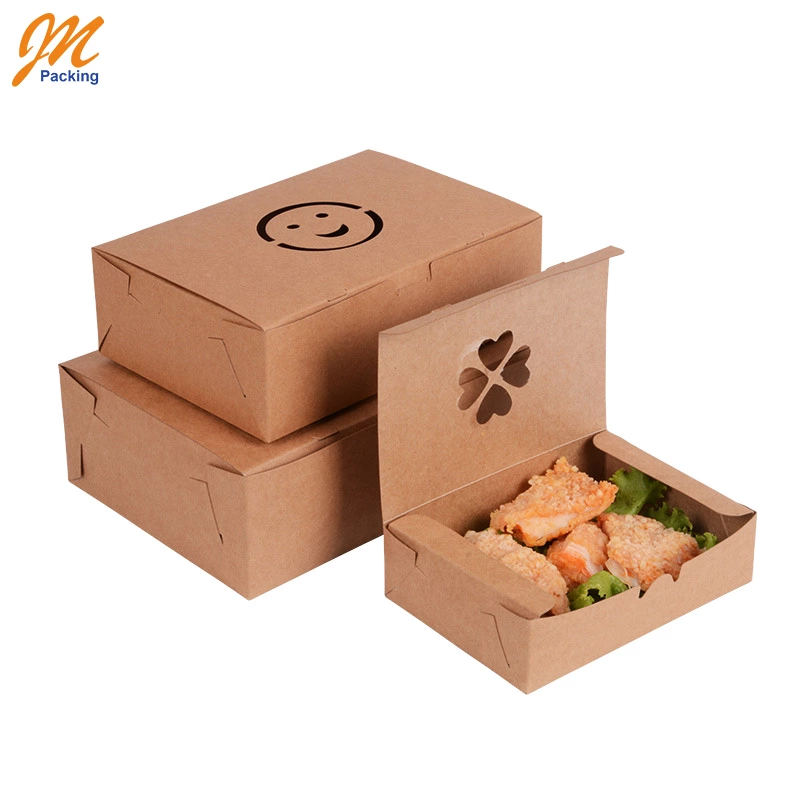 wholesale Food Grade takeaway Disposable Kraft Paper Fast biodegradable portable Food Packaging