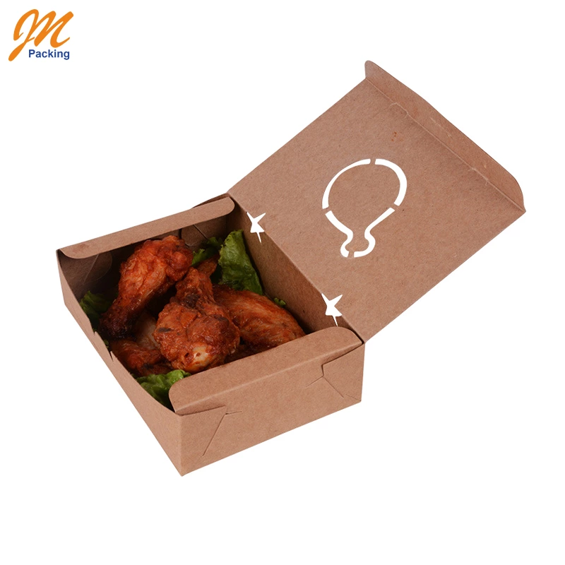 wholesale Food Grade takeaway Disposable Kraft Paper Fast biodegradable portable Food Packaging