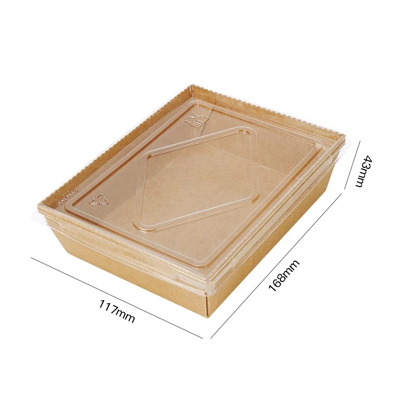 Custom Brown Takeaway Packaging Biodegradable Disposable Kraft Paper Lunch Box