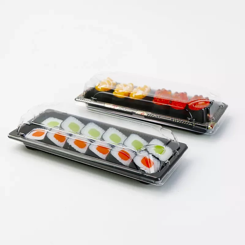 disposable plastic takeaway sushi packaging box , wholesale clear sushi food container with lid