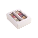 Macaron Gift Kraft Paper Box with Clear Pvc Transparent Plastic Small Gift Box Packaging with PET Window Paperboard Recyclable