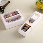 Macaron Gift Kraft Paper Box with Clear Pvc Transparent Plastic Small Gift Box Packaging with PET Window Paperboard Recyclable