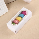 Macaron Gift Kraft Paper Box with Clear Pvc Transparent Plastic Small Gift Box Packaging with PET Window Paperboard Recyclable