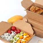 microwaveable recyclable takeaway kraft paper box , custom biodegradable food packaging food container