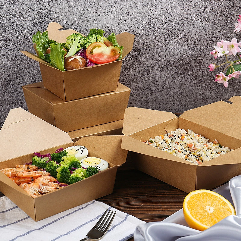 Environmentally Foldable Take-away Recycle Biodegradable Microwavable Kraft Paper Box