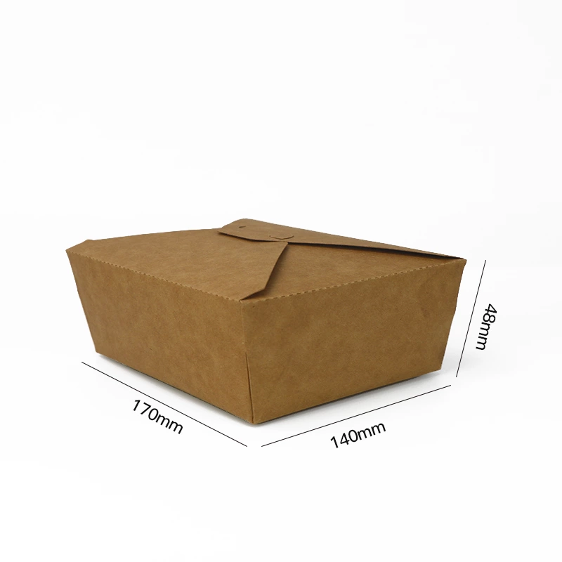 Takeout Rectangle Kraft Paper Recyclable Customized Salad Folding Packaging Box