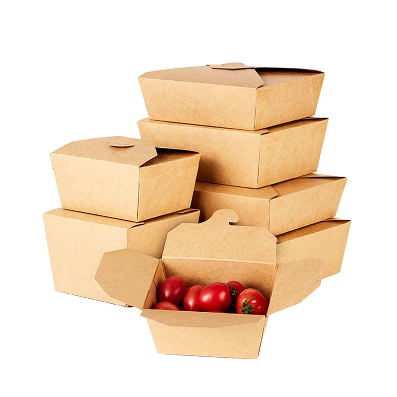 microwaveable recyclable takeaway kraft paper box , custom biodegradable food packaging food container