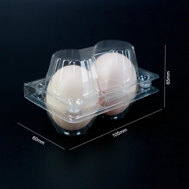 2 Holes PET Carton Chicken Carton Egg Case Packaging Plastic Egg Tray Supplier