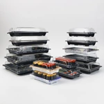 Japanese High-end Custom Disposable Plastic Takeaway Sushi Box with Transparent Lid