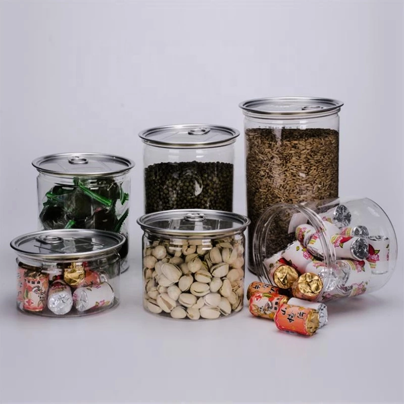 Wholesale food grade clear plastic jar with aluminum lid