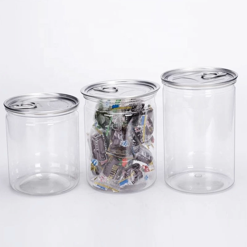 Wholesale food grade clear plastic jar with aluminum lid