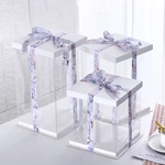 Wholesale custom transparent plastic cake box baking packaging birthday cake box