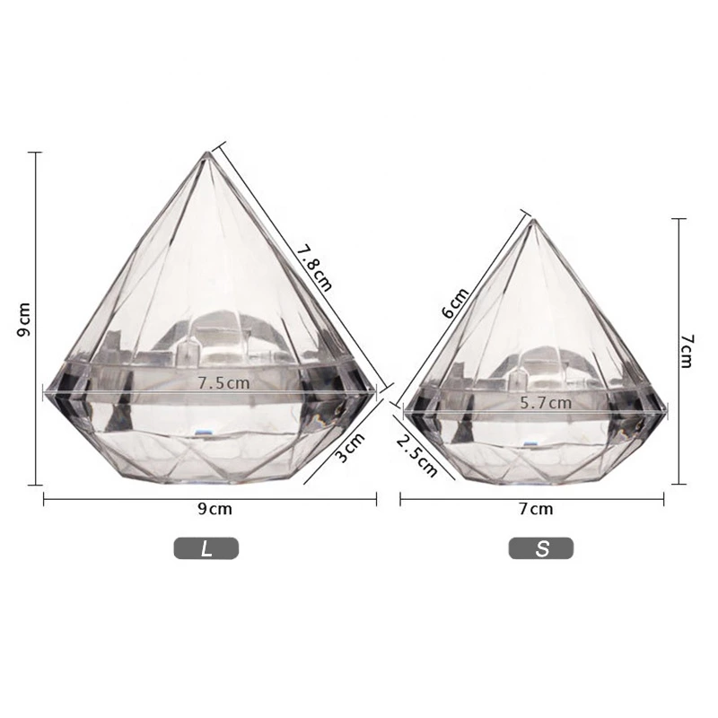 Wedding Favor Crystal Shaped Candy Box, Transparent Small Plastic Candy Box