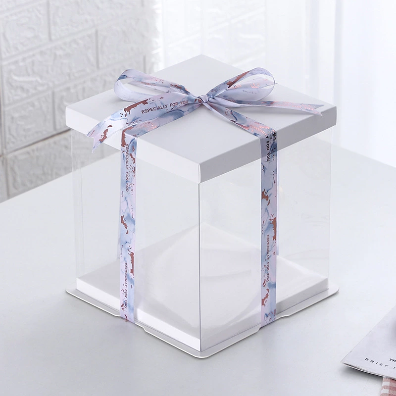 Wholesale custom transparent plastic cake box baking packaging birthday cake box