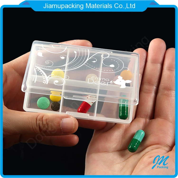 Wholesale Small Original Clear Portable Travel 6 Compartments Pill Storage Cases Plastic Medicine Storage Box for Pharmacy