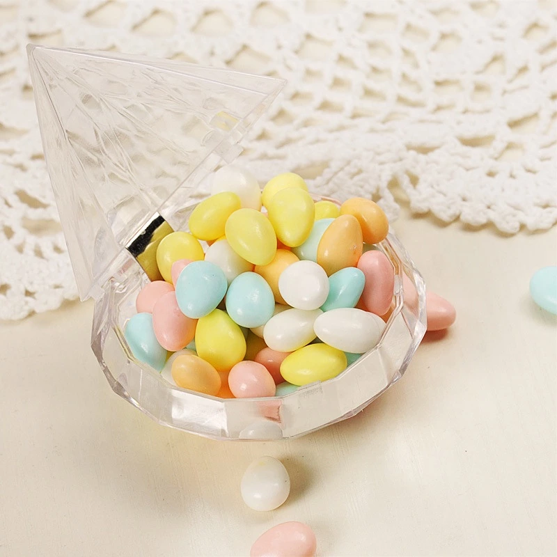 Wedding Favor Crystal Shaped Candy Box, Transparent Small Plastic Candy Box