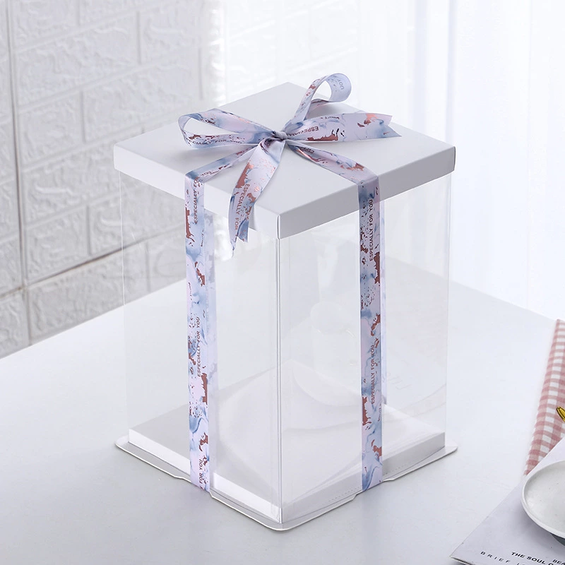 Wholesale custom transparent plastic cake box baking packaging birthday cake box