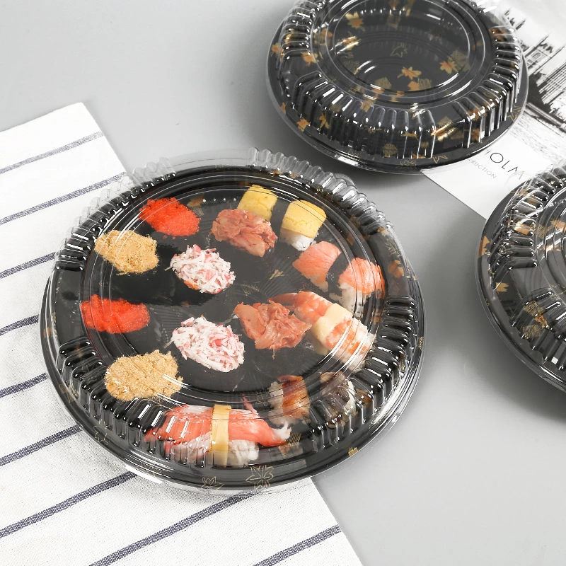 Round Custom Japanese High-end Recyclable Disposable Plastic Takeaway Sushi Box