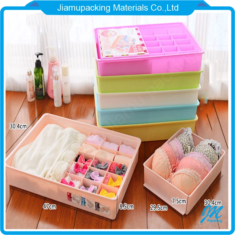 Hot sale 24 compartments rectangular foldable plastic storage packaging box for socks