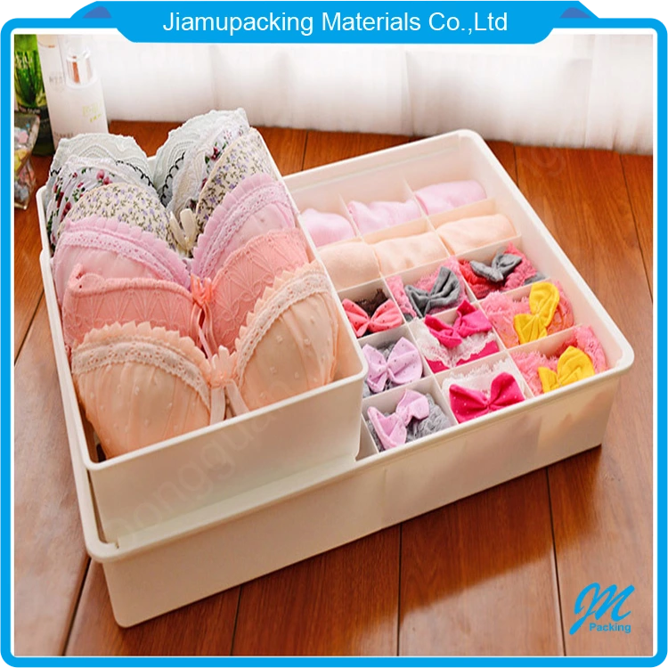 Hot sale 24 compartments rectangular foldable plastic storage packaging box for socks