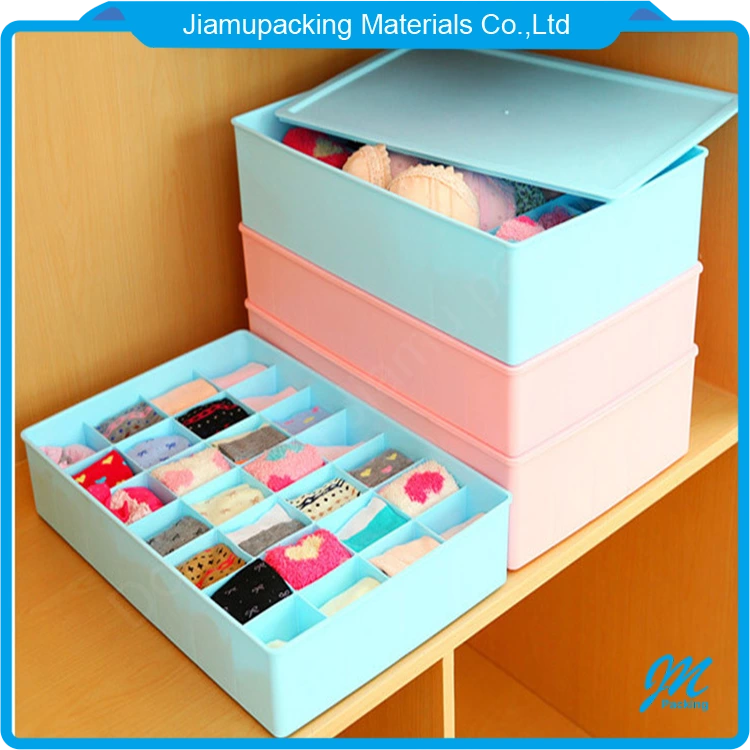 Hot sale 24 compartments rectangular foldable plastic storage packaging box for socks