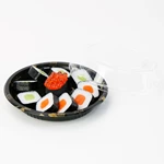 Ecofriendly High-end Recyclable Disposable Plastic Takeaway Sushi Box with Transparent Lid