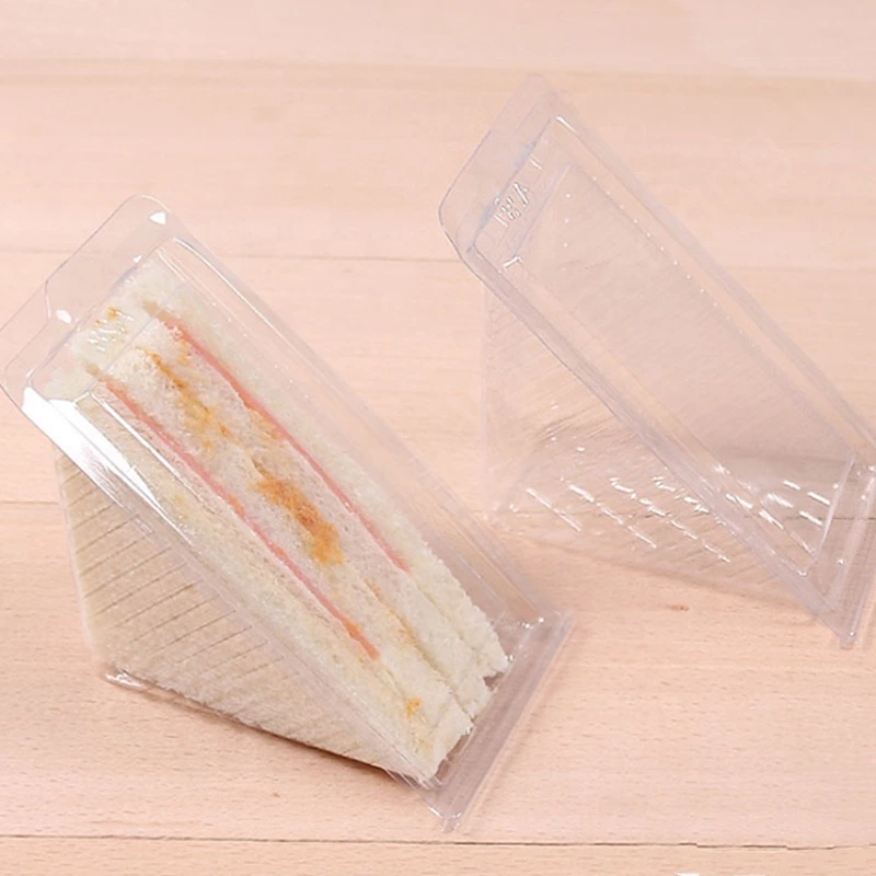 Transparent disposable plastic triangle cake sandwich blister clamshell container packaging box