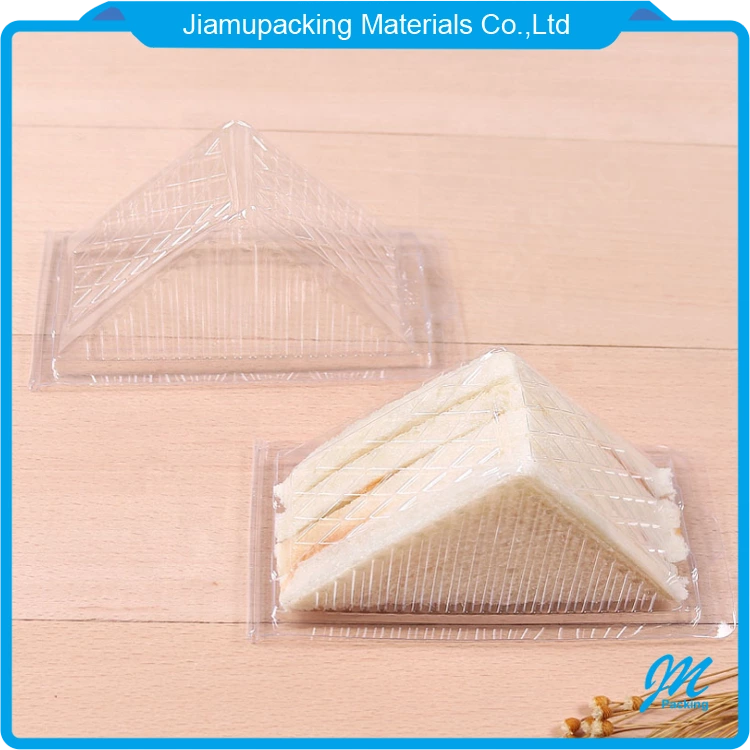 Transparent disposable plastic triangle cake sandwich blister clamshell container packaging box