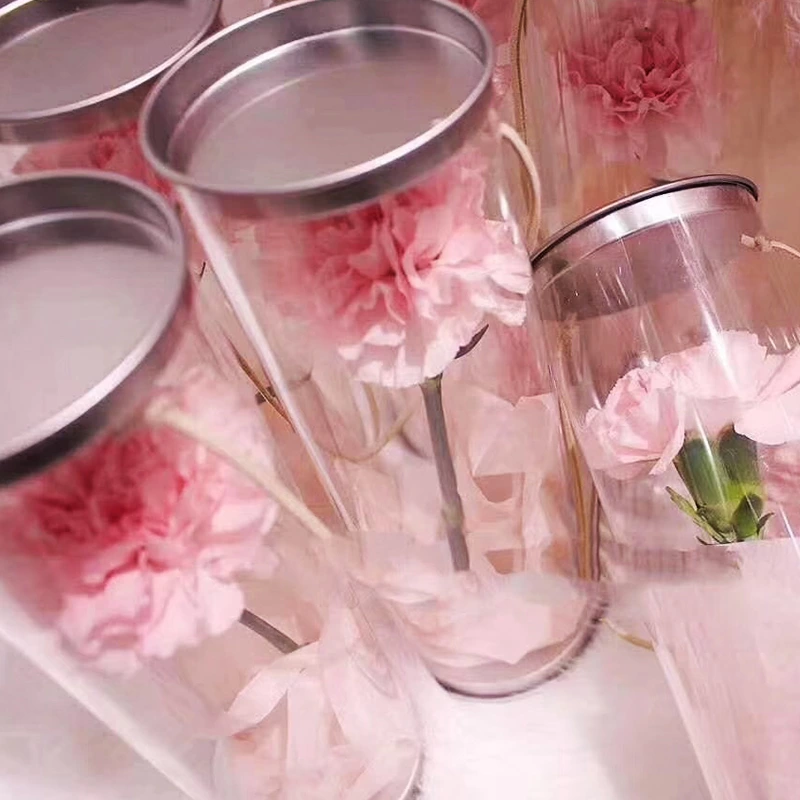 Custom clear pla recycled plastic tube packaging for flower gift