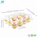 12 Compartment Clear Hinged High Dome Cupcake Container