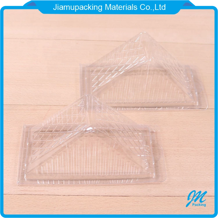 Transparent disposable plastic triangle cake sandwich blister clamshell container packaging box