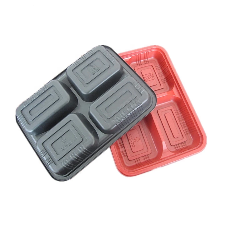 Disposable Plastic 4 Compartment Lunch Box Takeaway Food Packaging Container