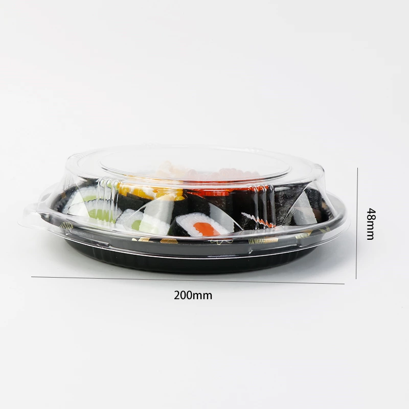 Round Custom Japanese High-end Recyclable Disposable Plastic Takeaway Sushi Box