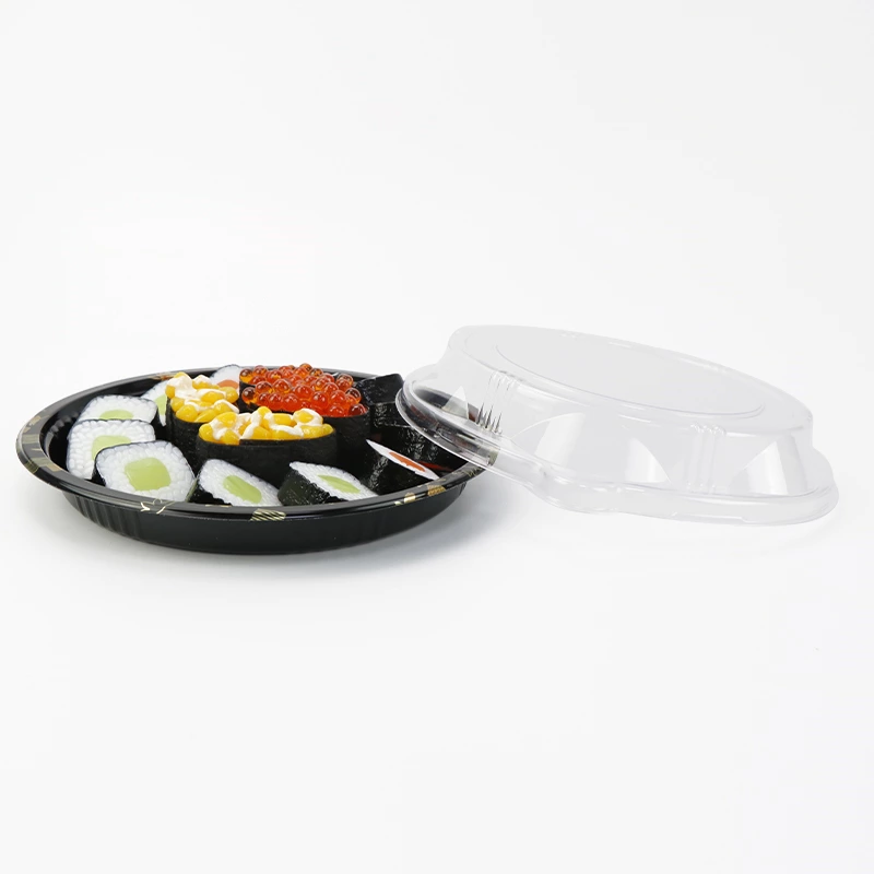 Round Custom Japanese High-end Recyclable Disposable Plastic Takeaway Sushi Box