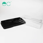 plastic 2 grid transparent pet cake boxes cake packaging box in bulk cake container