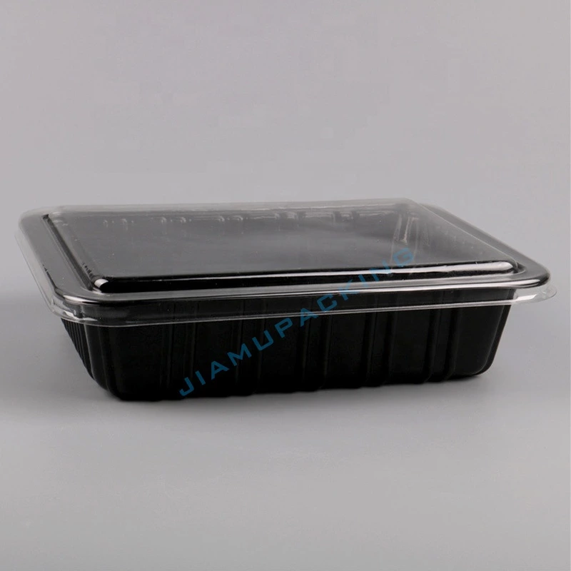 Hot sale rectangular clear or black meat vegetable fruit disposable plastic tray packaging in supermarket