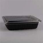 Hot sale rectangular clear or black meat vegetable fruit disposable plastic tray packaging in supermarket