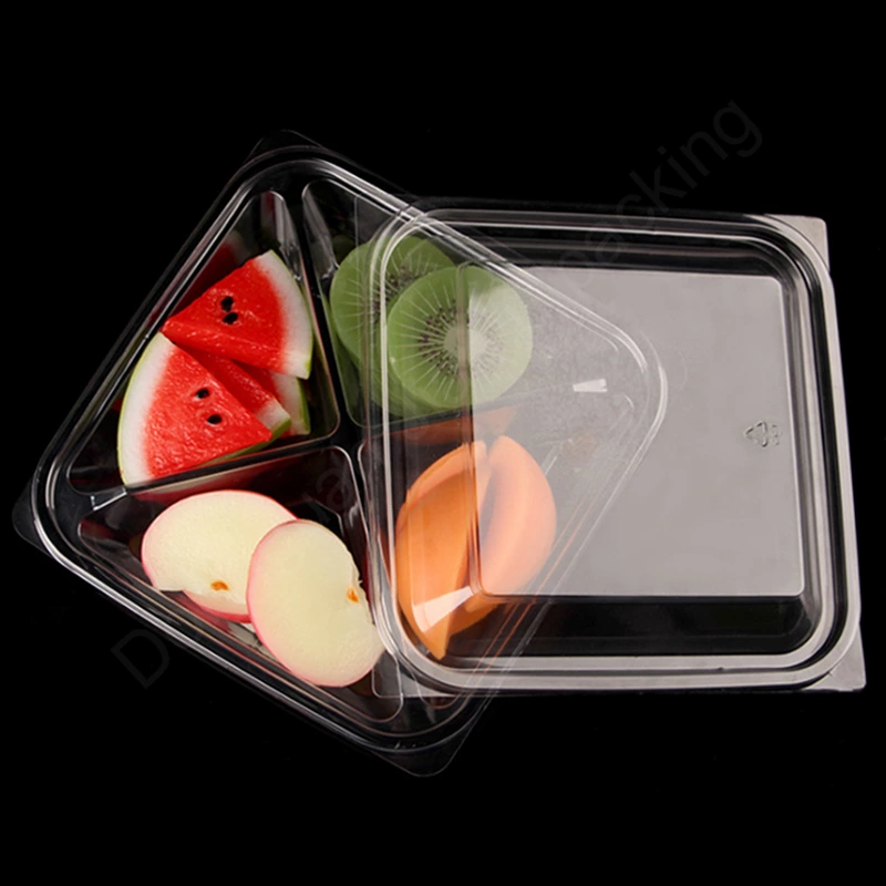 Clear 4 Compartment Deli Lid Snack Fruit Container