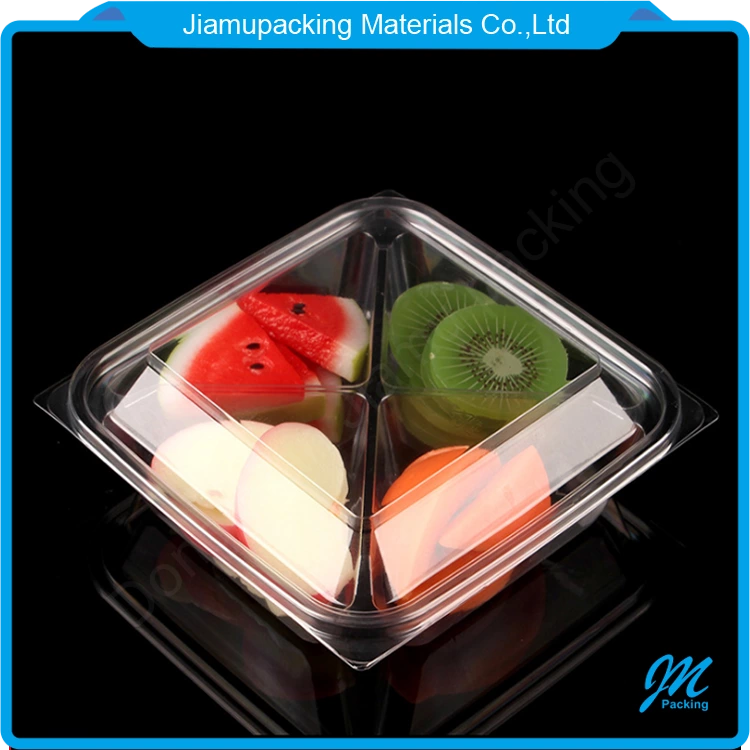 Clear 4 Compartment Deli Lid Snack Fruit Container