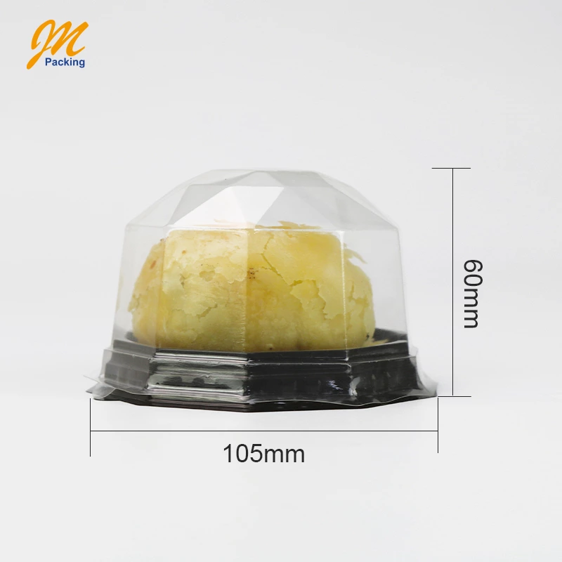 Multilateral plastic mini cake box, plastic blister baking cake box, small clear plastic cake box with lid