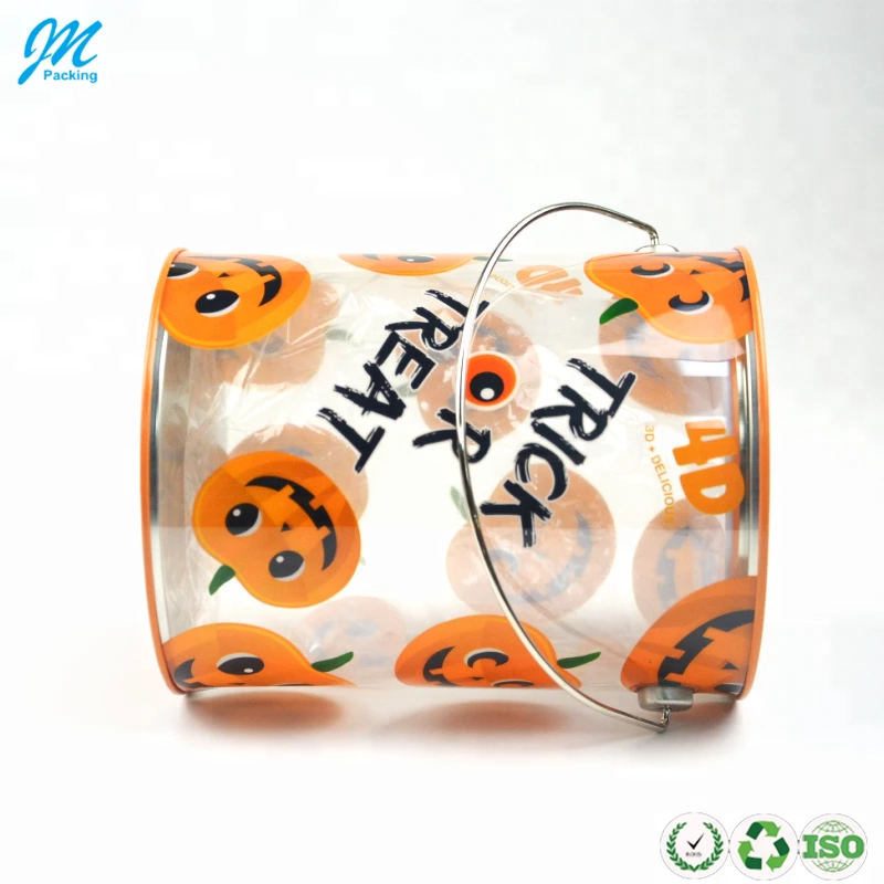 Custom Printing Plastic Halloween Bucket Cylinder Tube Packaging for Candy/Dolls/Toy