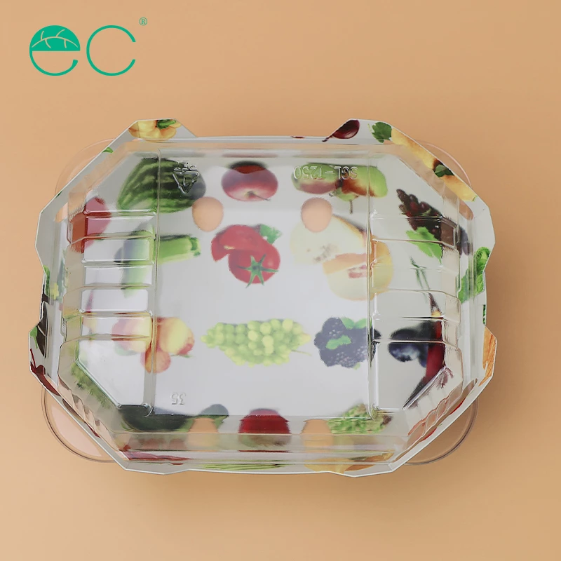 Custom plastic cardboard boxes for fruit punnet packaging container with clear lid