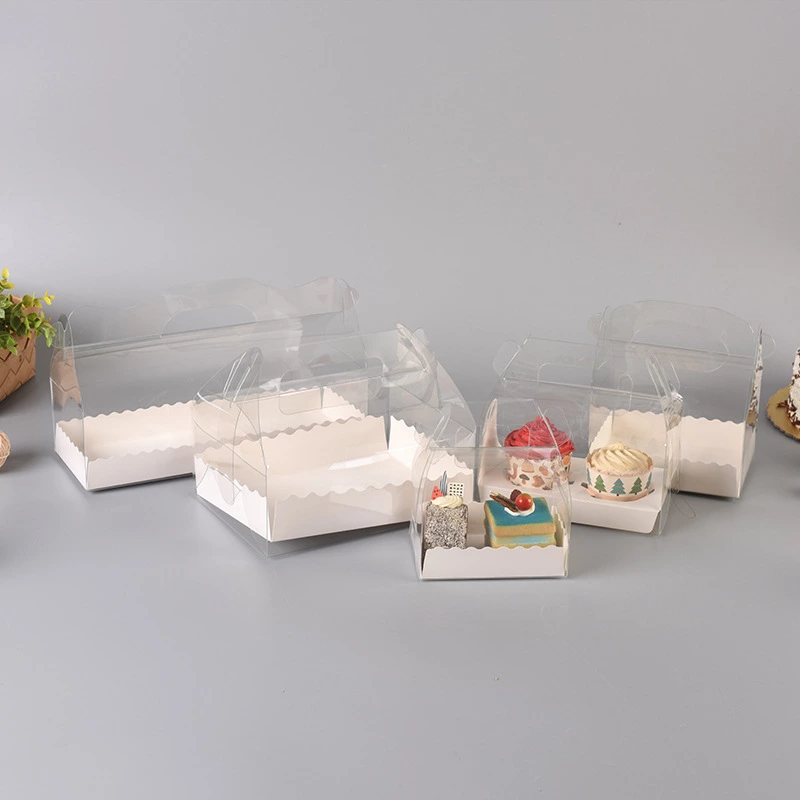 Manufacturer customized PET paper transparent cup cake pastry box