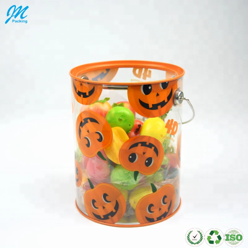 Custom Printing Plastic Halloween Bucket Cylinder Tube Packaging for Candy/Dolls/Toy