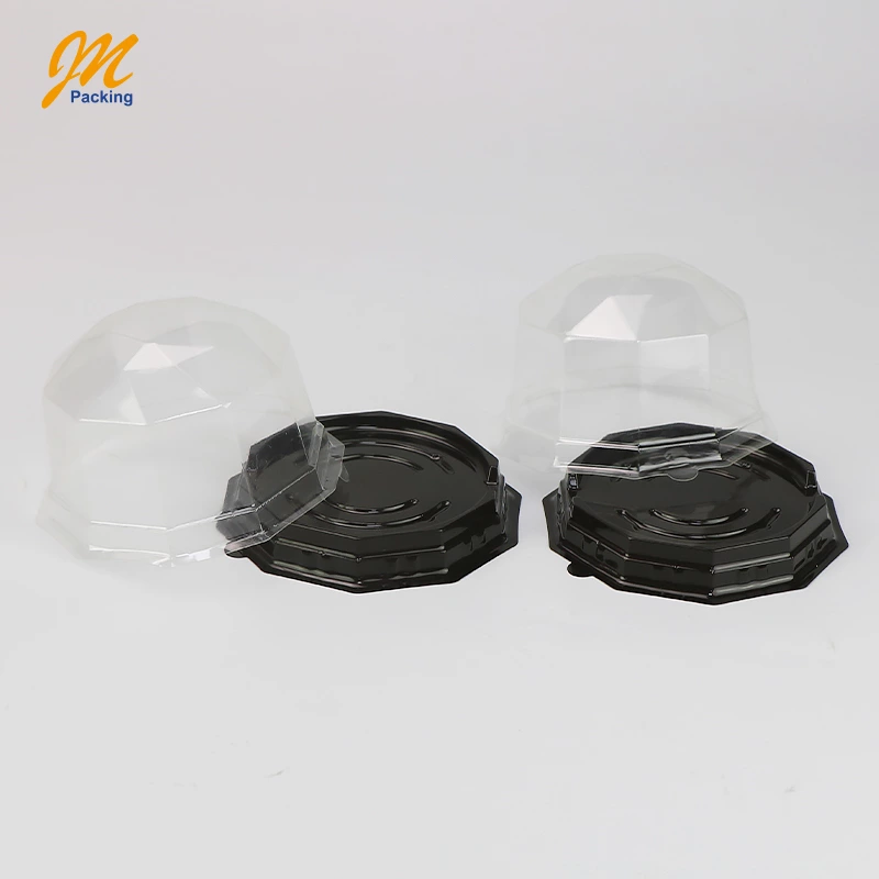 Multilateral plastic mini cake box, plastic blister baking cake box, small clear plastic cake box with lid