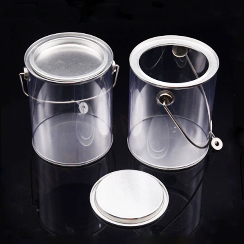 Clear plastic tube with disposable tin lid for gift packaging