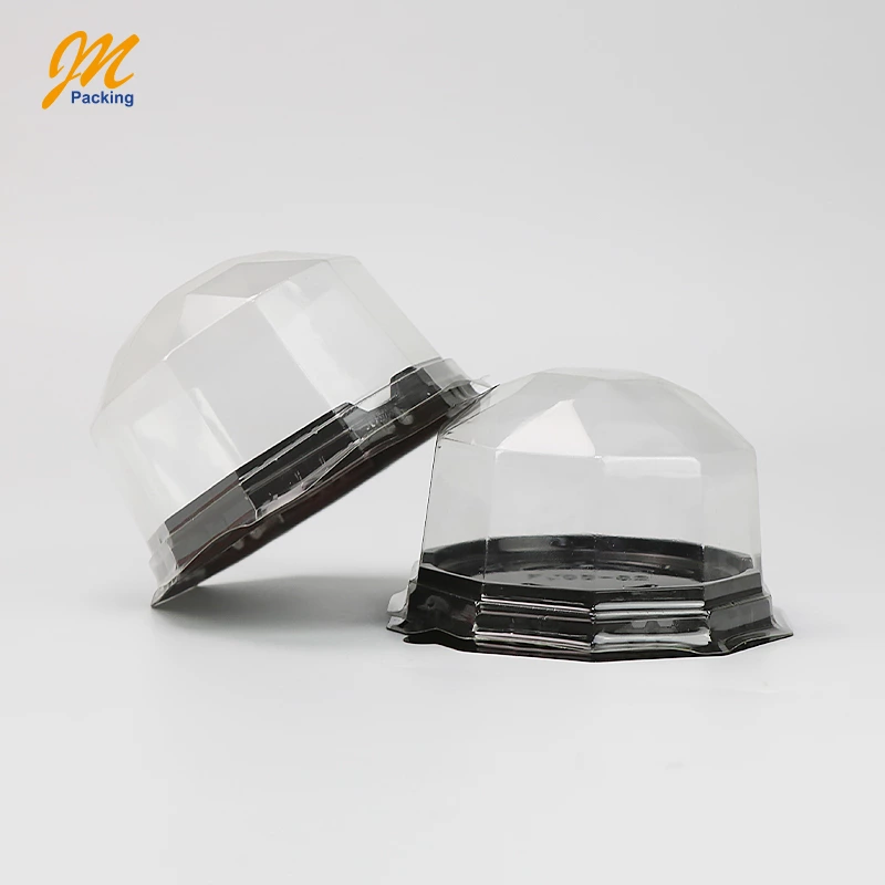 Multilateral plastic mini cake box, plastic blister baking cake box, small clear plastic cake box with lid