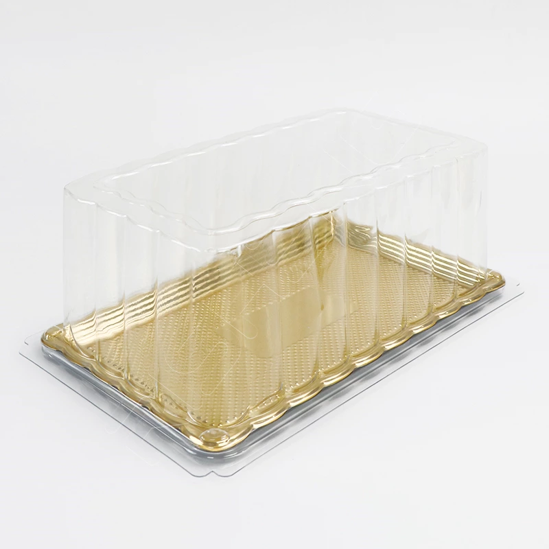 Gold Base Rectangle Cake Container With Lid