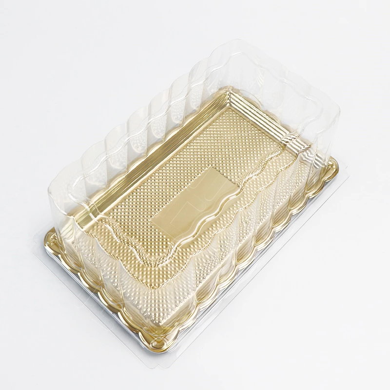 Gold Base Rectangle Cake Container With Lid